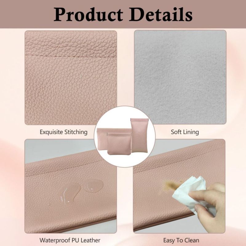 Bolsa de Maquillaje Hapforever 3 Piezas Color Rosa con Cierre a Presión