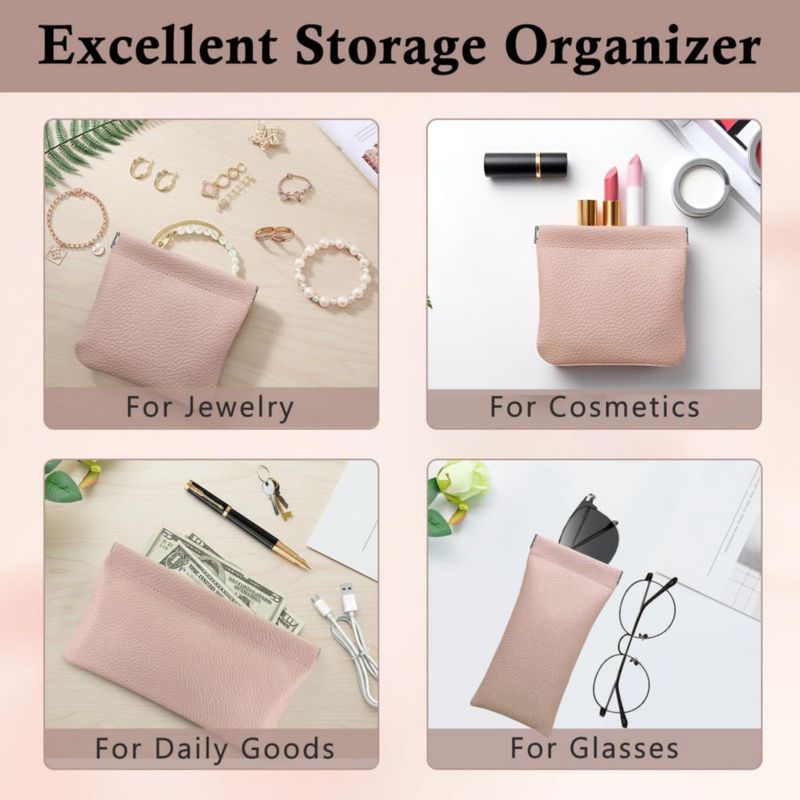 Bolsa de Maquillaje Hapforever 3 Piezas Color Rosa con Cierre a Presión