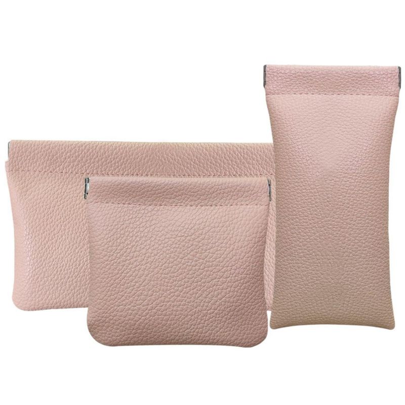 Bolsa de Maquillaje Hapforever 3 Piezas Color Rosa con Cierre a Presión