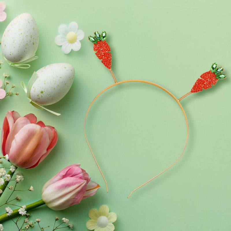 Diadema UYT con zanahoria de pedrería y cristales verdes para mujer – Pascua