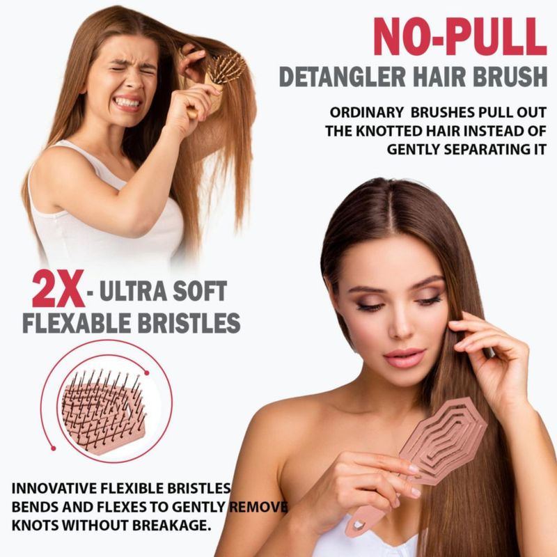 Cepillo para el cabello Fiora Naturals desenredante rosa