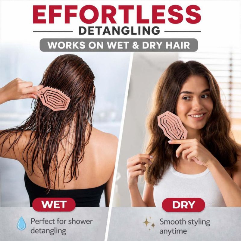 Cepillo para el cabello Fiora Naturals desenredante rosa