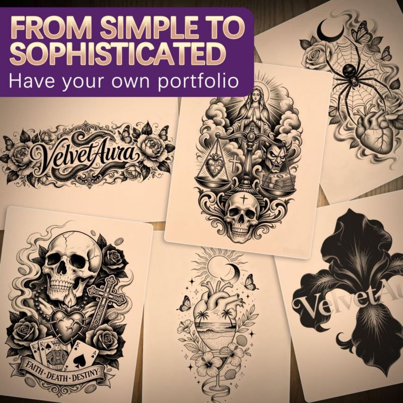 Piel de práctica para tatuajes VelvetAura - Pack de 60 (20 × 15 cm)