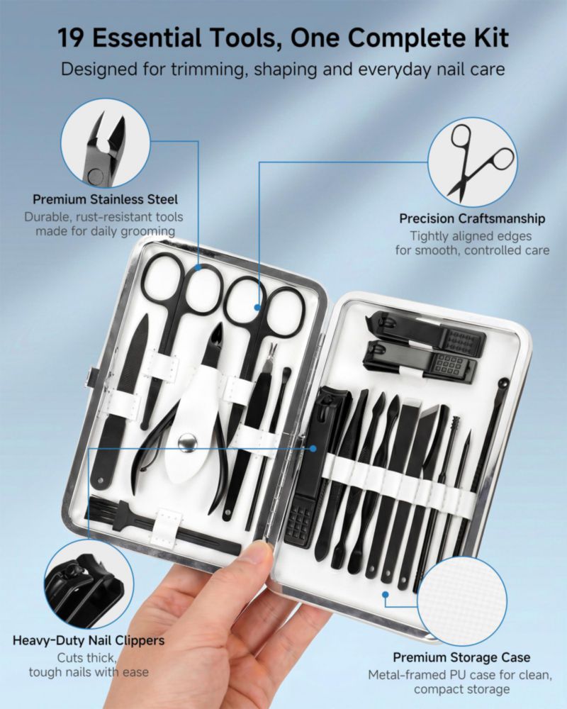 Set de Manicura y Pedicura Jubolion 19 Piezas Acero Inoxidable