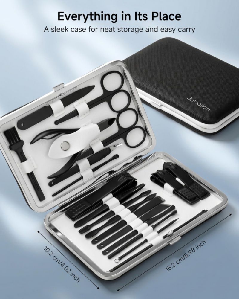 Set de Manicura y Pedicura Jubolion 19 Piezas Acero Inoxidable