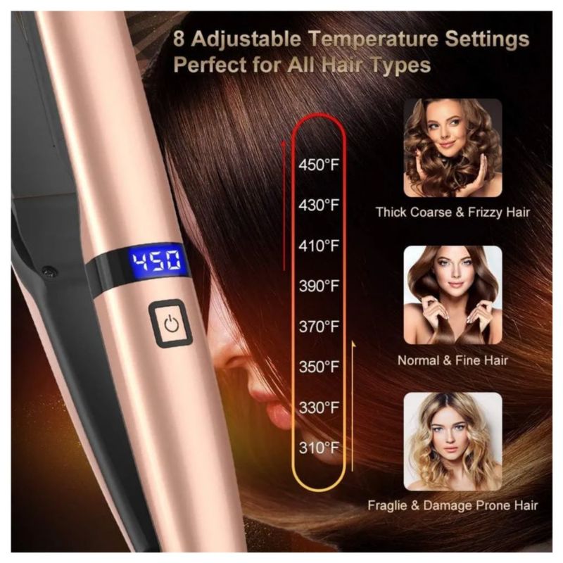 Plancha De Cabello Profesional De Cerámica 2 En 1 Para Pelo, Color Rosa