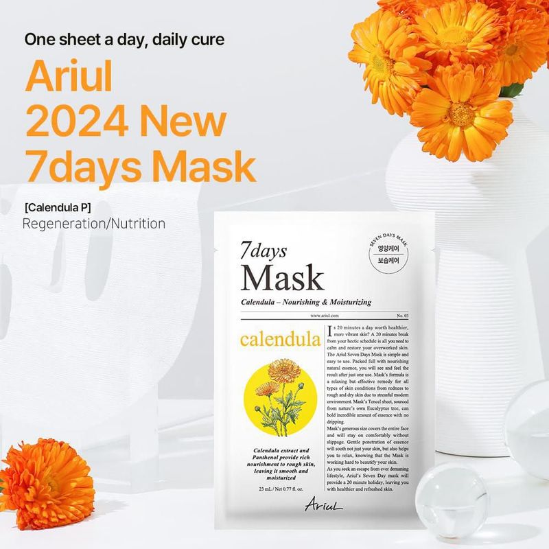 Mascarilla facial Ariul Calendula 10 hojas vegana