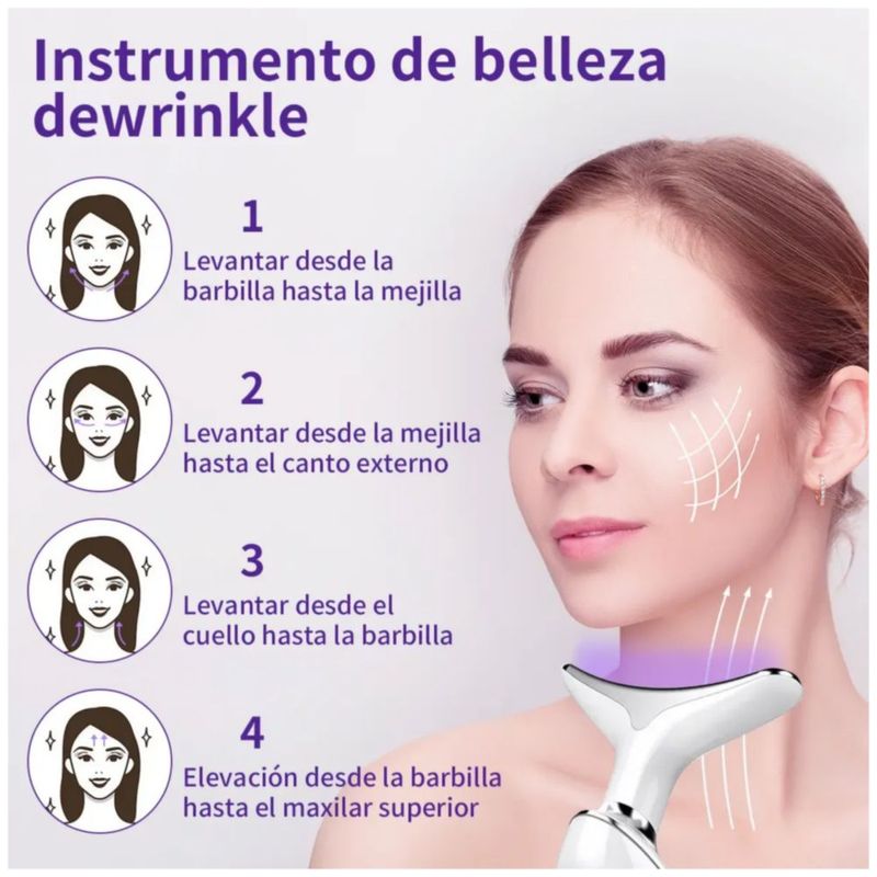 Masajeador Facial Ultrasónico 5 Es 1 Ems Vibración D/af, Color Blanco