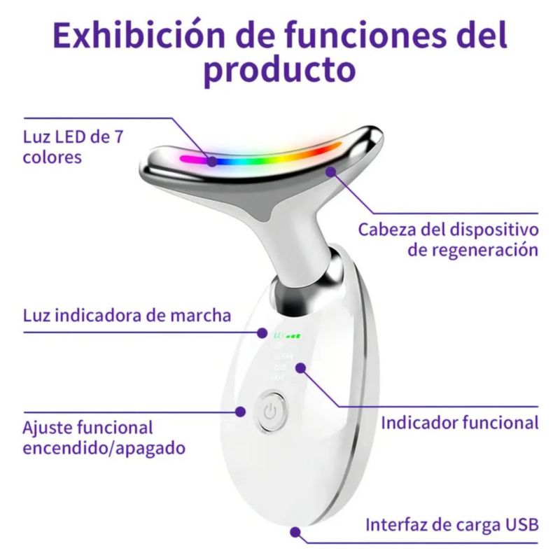 Masajeador Facial Ultrasónico 5 Es 1 Ems Vibración D/af, Color Blanco