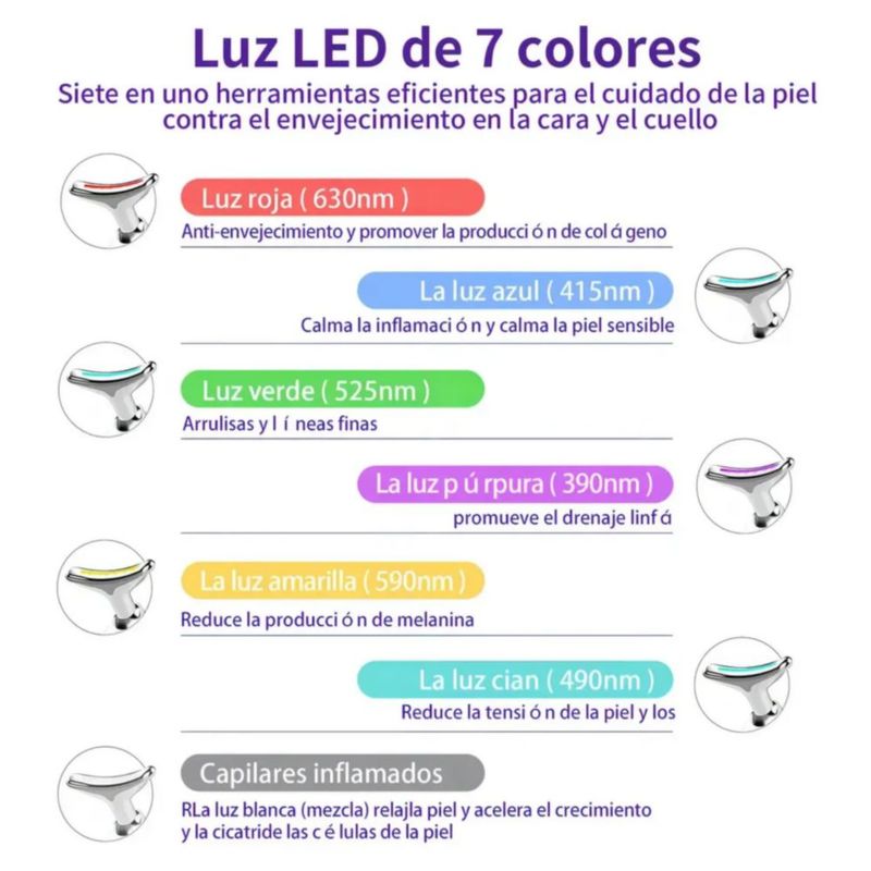 Masajeador Facial Ultrasónico 5 Es 1 Ems Vibración D/af, Color Blanco