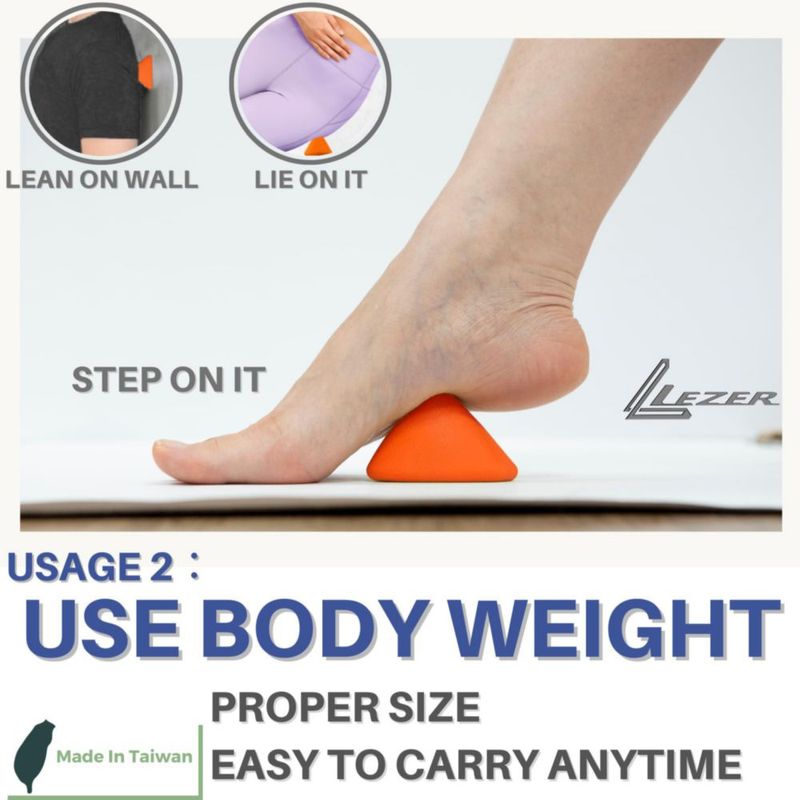 Masajeador LEZER 7 cm × 5 cm Naranja – Liberación de Nudos Musculares