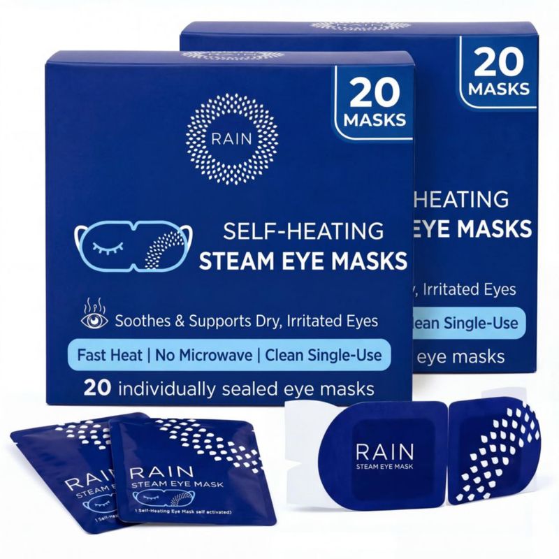 Mascarilla ocular autocalentable Rain – 40 unidades – Alivio para ojo seco