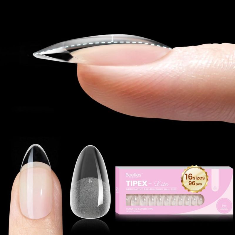 Puntas de Uña Beetles Gel Polish Almendra Corta 16 Tamaños