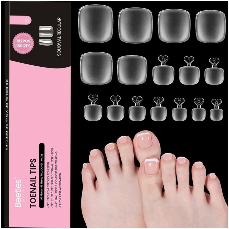 Puntas de uñas para pie beetles Gel Polish 192 piezas 16 tallas
