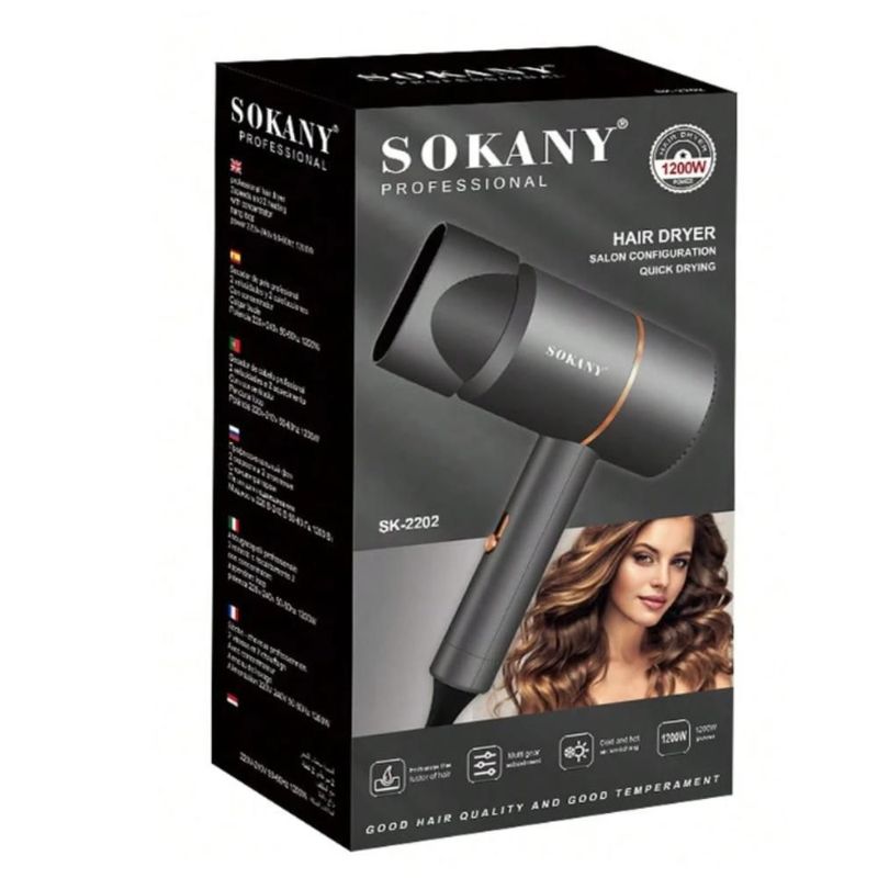 Secadora de Cabello SOKANY SK-2202 1200W Iónica 2 Velocidades Negra
