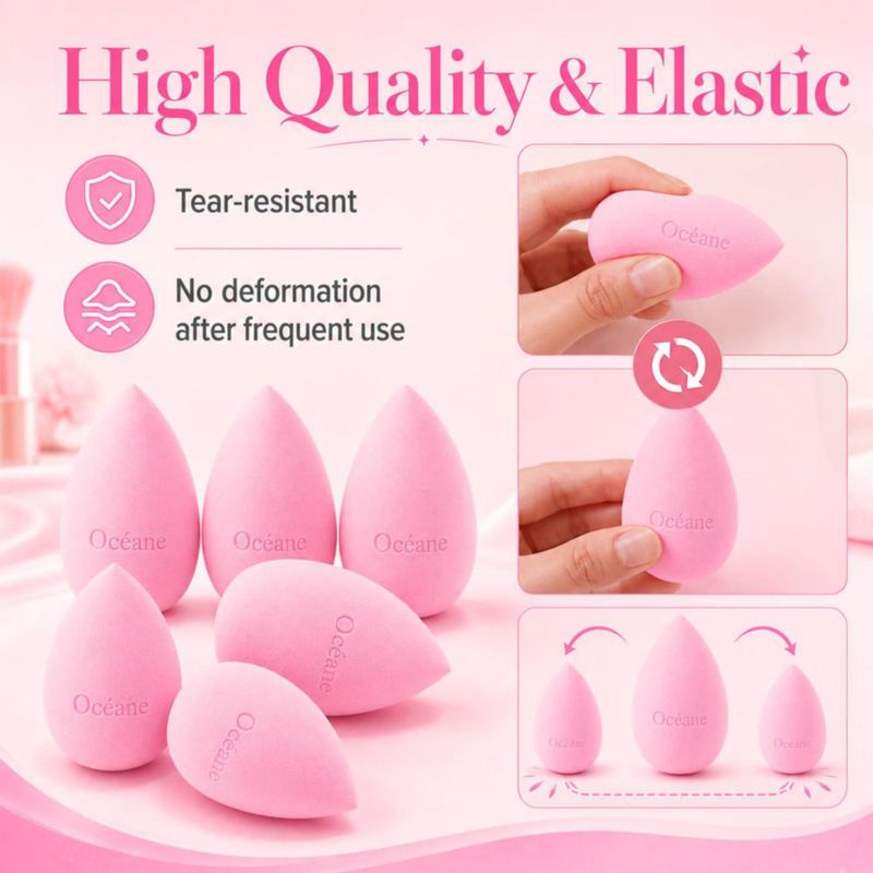 Set de 6 Esponjas de Maquillaje Océane HD sin Látex
