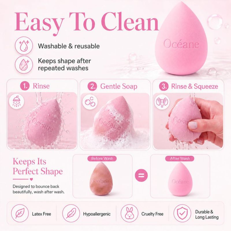 Set de 6 Esponjas de Maquillaje Océane HD sin Látex