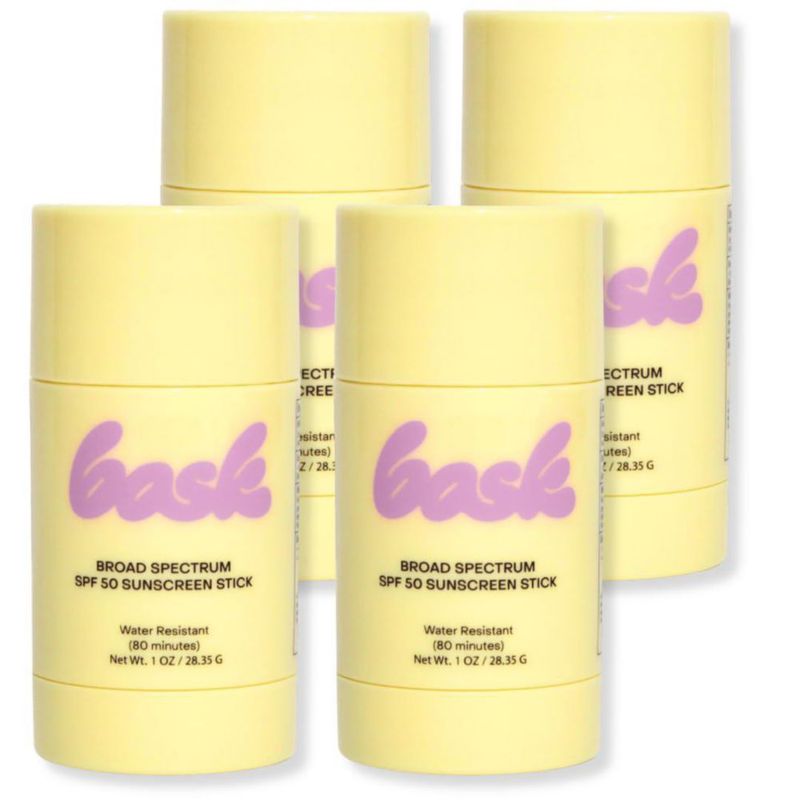 Barra de protector solar Bask SPF 50 28 g (pack de 4) sin fragancia
