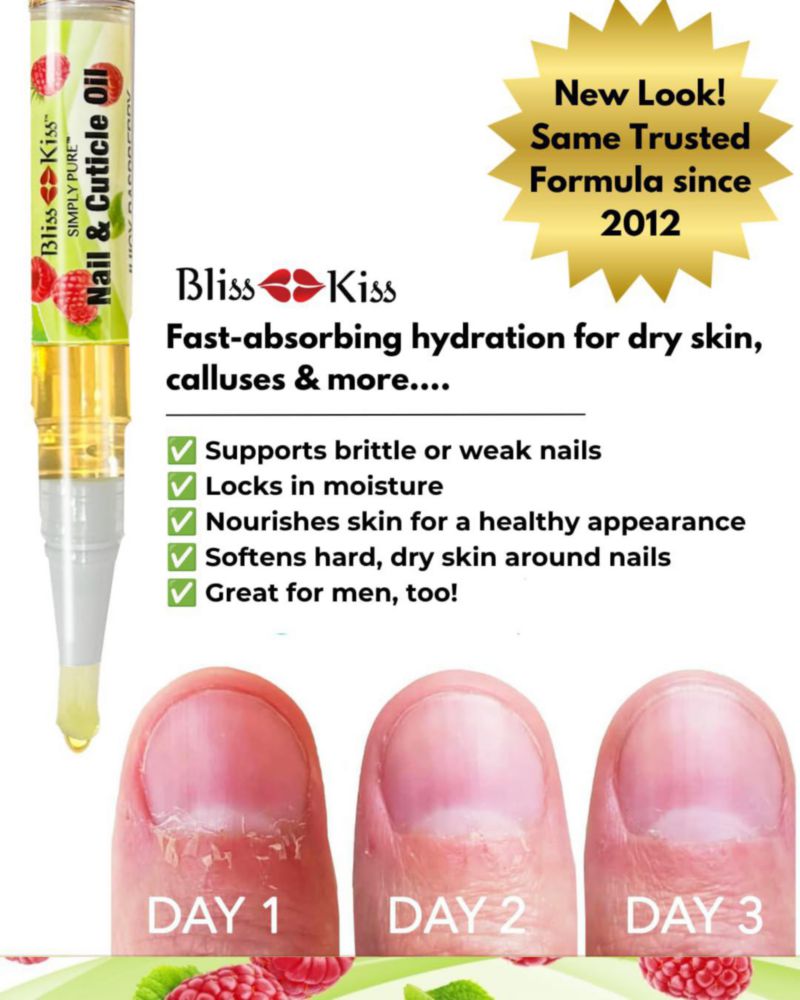 Aceite para Uñas Bliss Kiss Frambuesa con Vitamina E - Bolígrafo para Cutículas