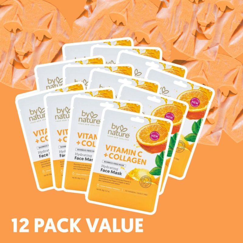 Mascarilla de hoja By Nature Vitamina C + Colágeno - Pack de 12