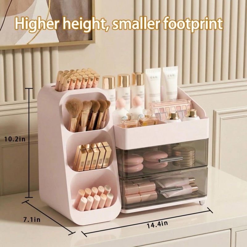 CADDY Asdbko Organizador de Maquillaje Rosa con Portabrochas