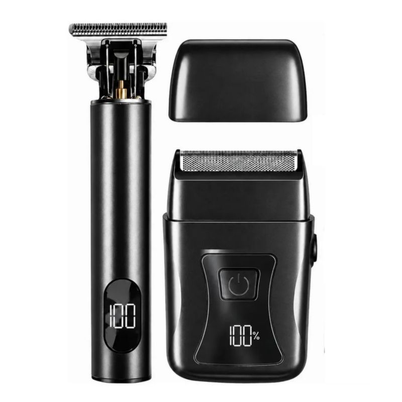 Rasuradora Eléctrica Recargable Afeitadora Para Barba, Color Negro
