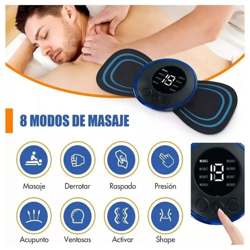 3 Pz Masajeadores Eléctrico 6 Pz Parches Con Control Remoto, Color Negro líneas azules
