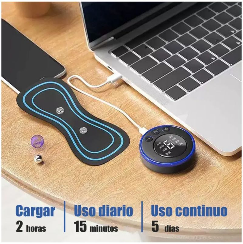 3 Pz Masajeadores Eléctrico 6 Pz Parches Con Control Remoto, Color Negro líneas azules