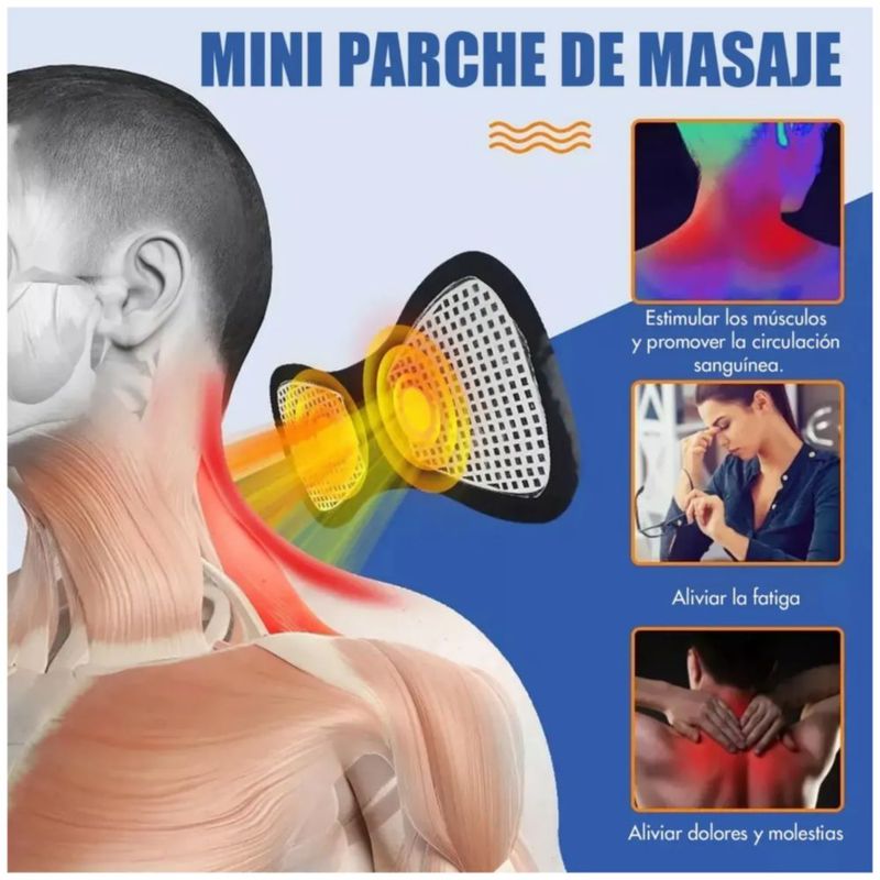 3 Pz Masajeadores Eléctrico 6 Pz Parches Con Control Remoto, Color Negro líneas azules