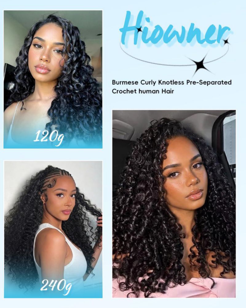Extensión de cabello Hiowner 50 cm rizado con nudos milagro 120 g