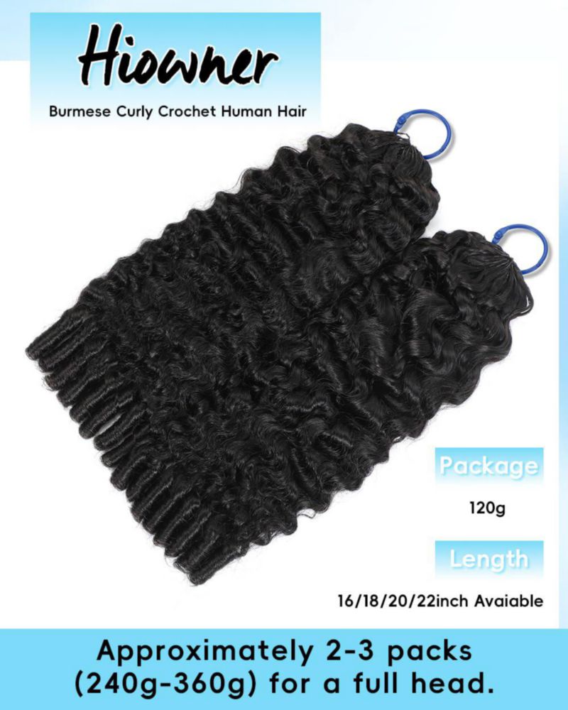 Extensión de cabello Hiowner 50 cm rizado con nudos milagro 120 g