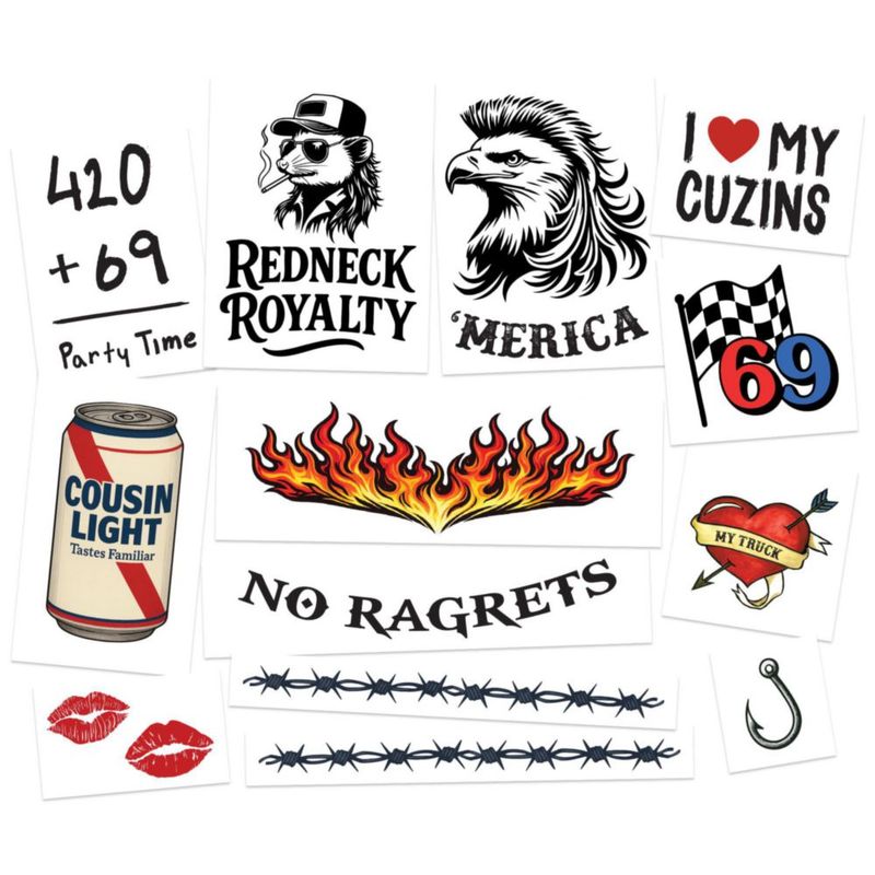 Tatuajes Temporales Calitoos Trash Bash - Kit de Disfraces