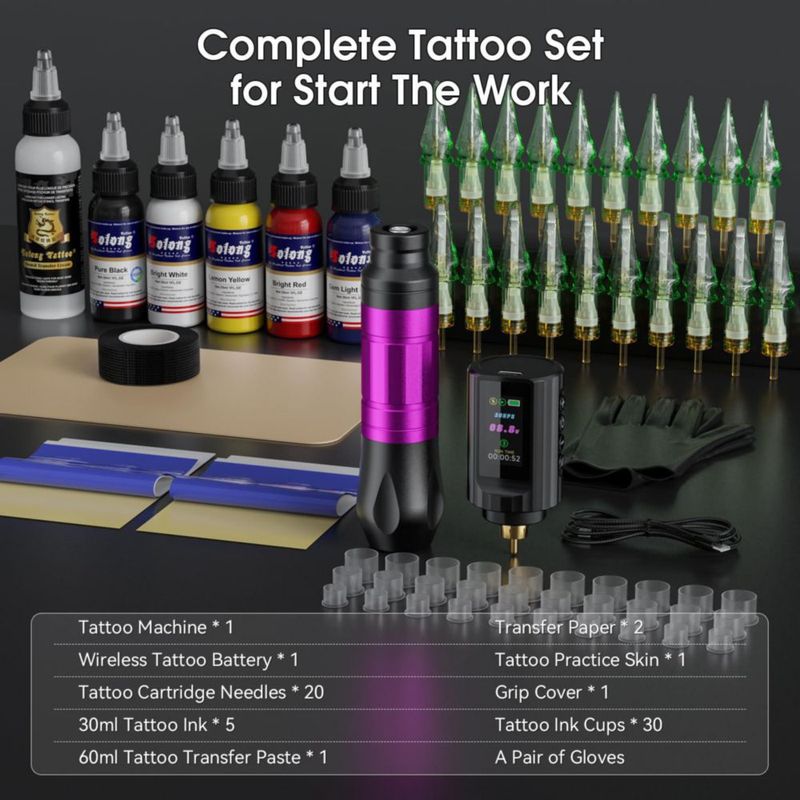 Pluma de Tatuaje Nazzor Inalámbrica 1800 mAh – Kit de Líneas y Sombreado