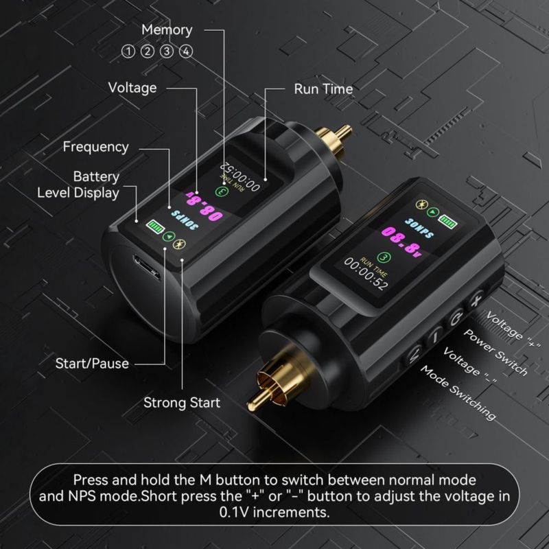 Pluma de Tatuaje Nazzor Inalámbrica 1800 mAh – Kit de Líneas y Sombreado