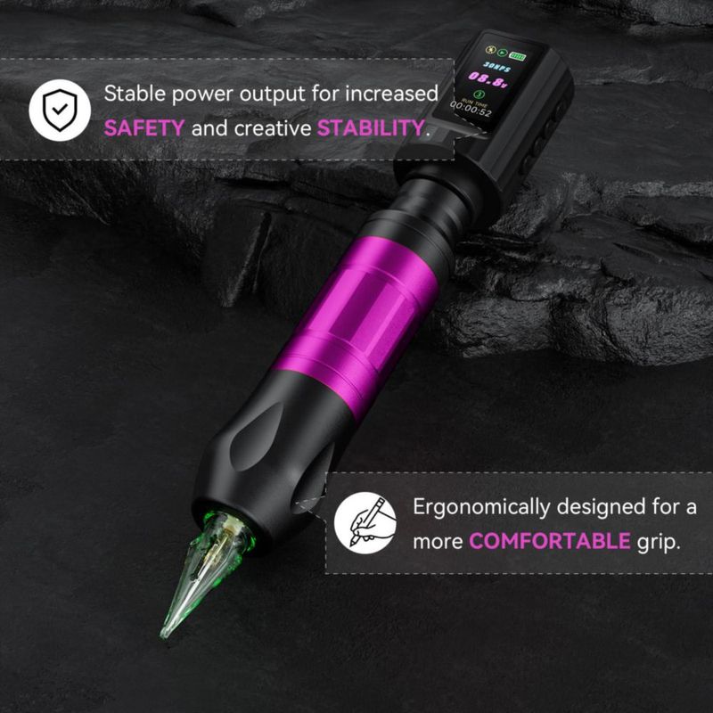 Pluma de Tatuaje Nazzor Inalámbrica 1800 mAh – Kit de Líneas y Sombreado