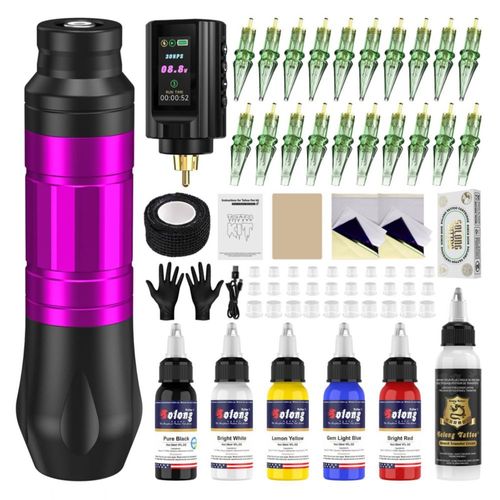 Pluma de Tatuaje Nazzor Inalámbrica 1800 mAh – Kit de Líneas y Sombreado