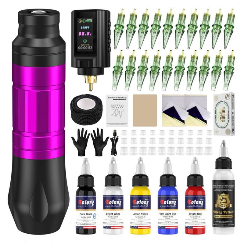Pluma de Tatuaje Nazzor Inalámbrica 1800 mAh – Kit de Líneas y Sombreado