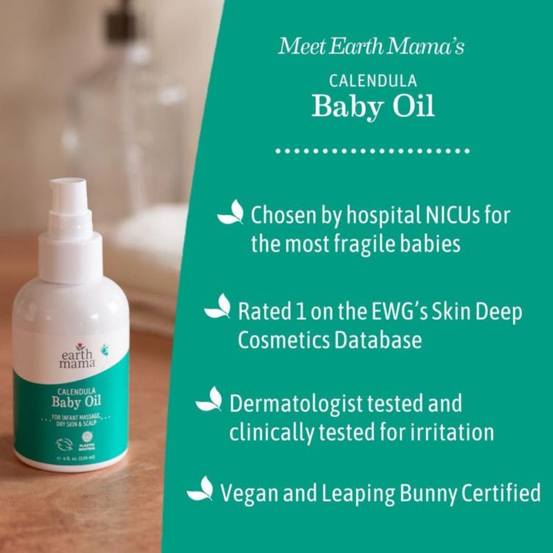 Aceite para bebé Earth Mama Calendula sin perfume 240 ml