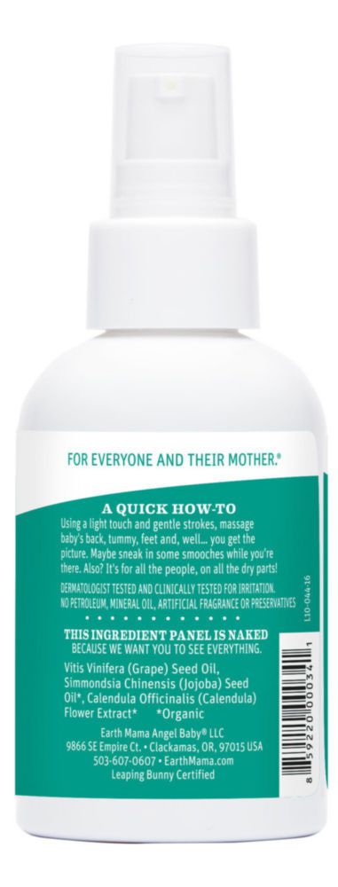 Aceite para bebé Earth Mama Calendula sin perfume 240 ml