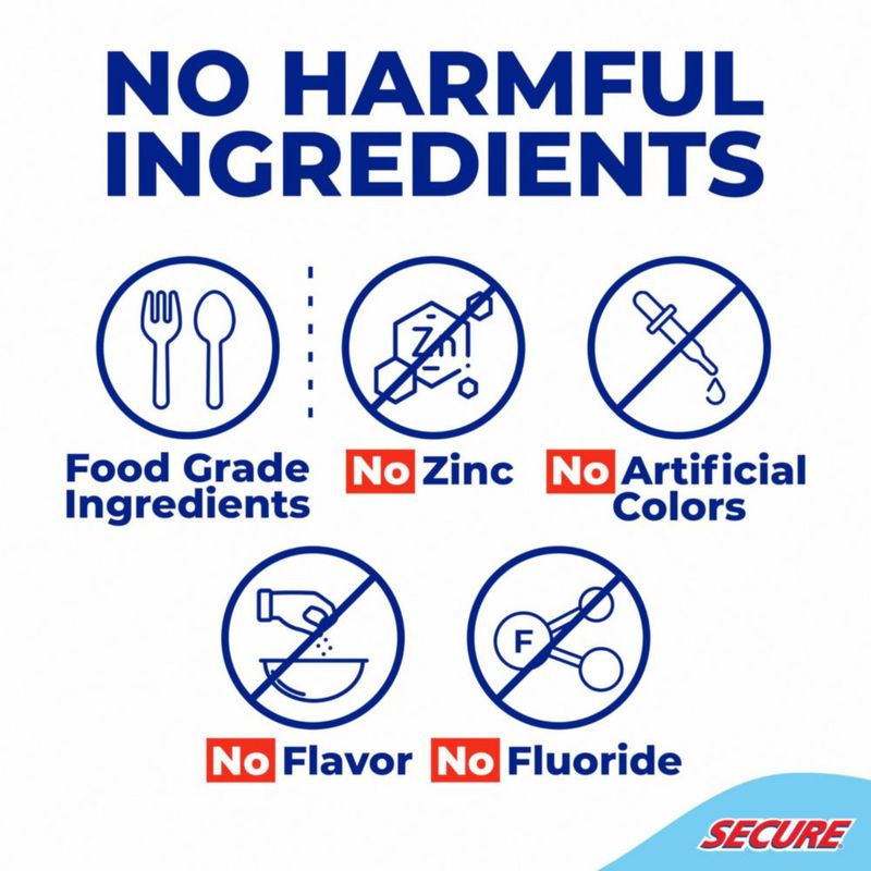 Tiras adhesivas para dentadura Secure impermeables sin zinc - paquete de 30