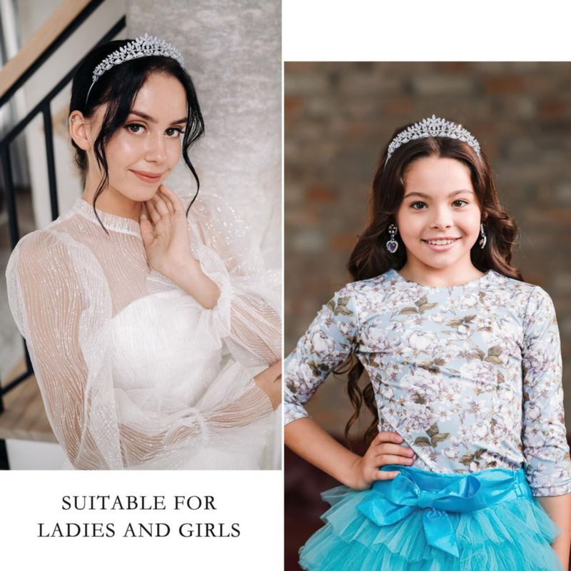 Tiara de Boda FASNAHOK Corona de Princesa Floral con CZ Plateada