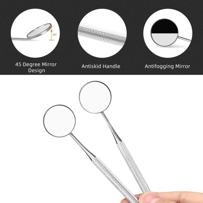 Espejo Dental KuanStore 16 cm Acero Inoxidable (2 unidades)