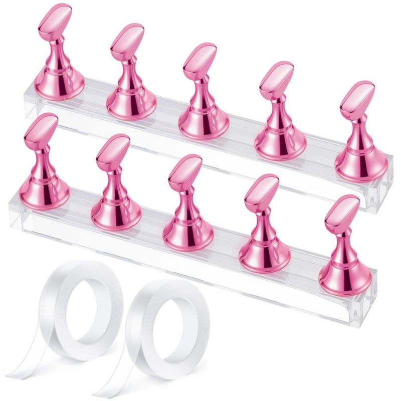 Soporte para Uñas Difenni Press On Rosa Pack de 10