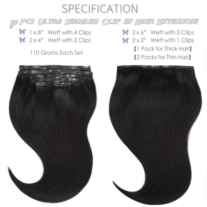 Extensión de cabello Lacer Seamless 110 g #1 Negro azabache