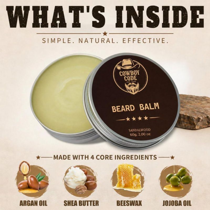 Bálsamo para Barba Cowboy Code 60 g Natural y Suavizante