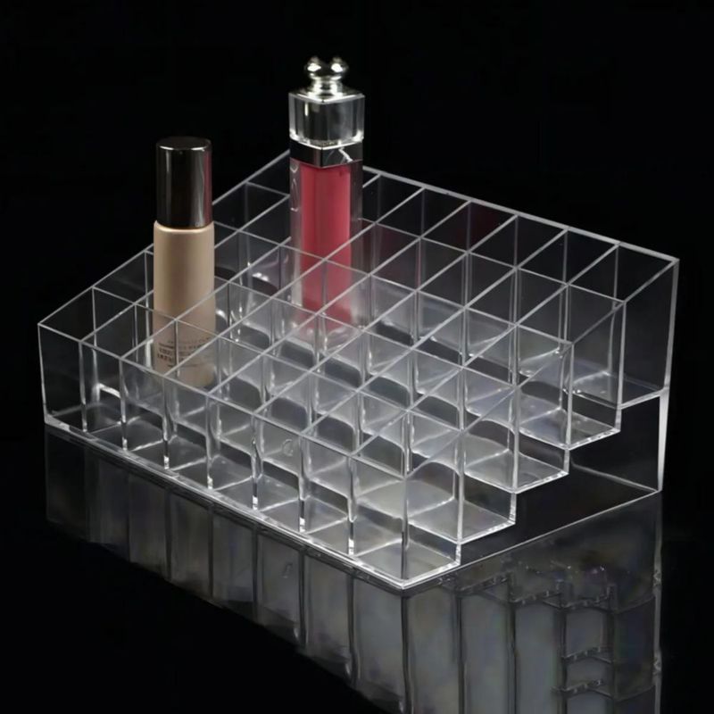 Organizador Exhibidor Acrílico Para Maquillaje 40 Labiales Transparente