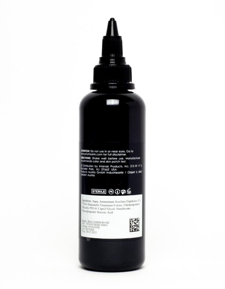 Tinta para tatuajes Intenze True Black 118 ml