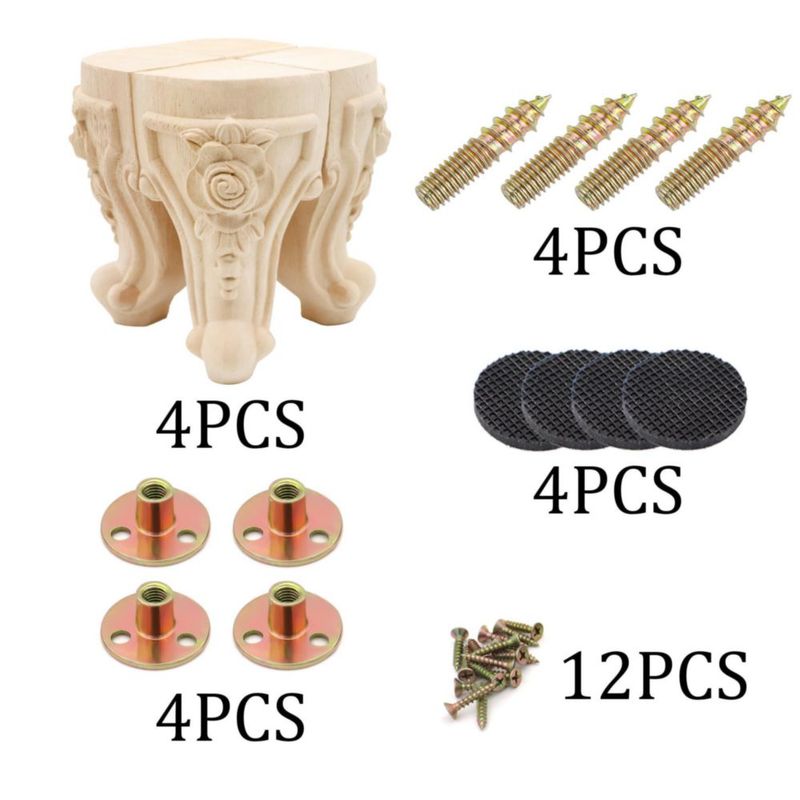 Pata de Mueble INKNOTE 15 cm Tallada en Madera Europea