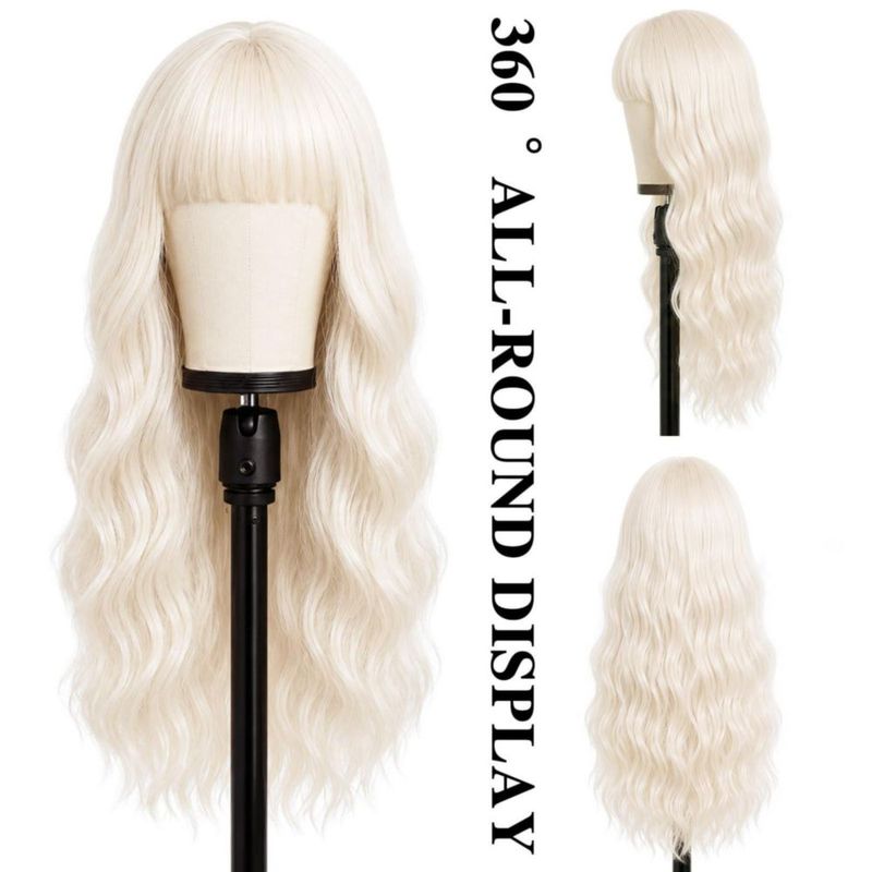 Peluca NOSTALGIA Rubia Platinada 66 cm con Ondas y Flequillo