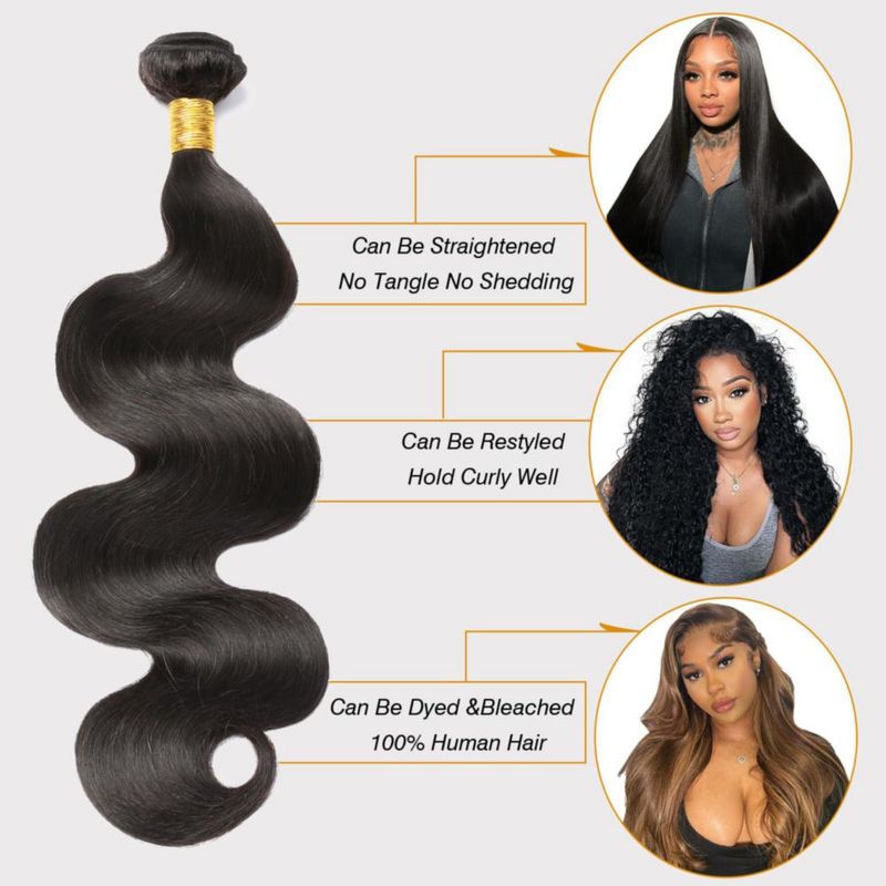Peluca CSCHS 56 cm Cabello Humano Virgen Brasileño Ondulado Body Wave